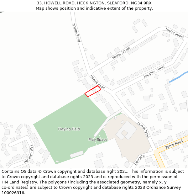 33, HOWELL ROAD, HECKINGTON, SLEAFORD, NG34 9RX: Location map and indicative extent of plot