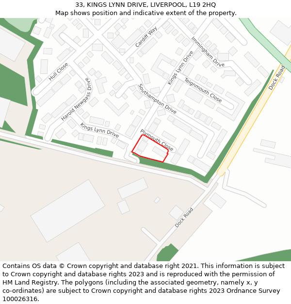 33, KINGS LYNN DRIVE, LIVERPOOL, L19 2HQ: Location map and indicative extent of plot