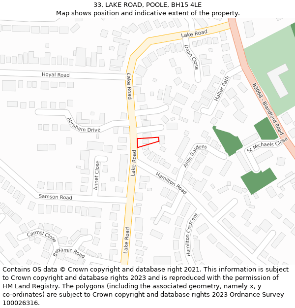 33, LAKE ROAD, POOLE, BH15 4LE: Location map and indicative extent of plot