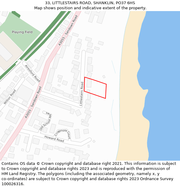 33, LITTLESTAIRS ROAD, SHANKLIN, PO37 6HS: Location map and indicative extent of plot