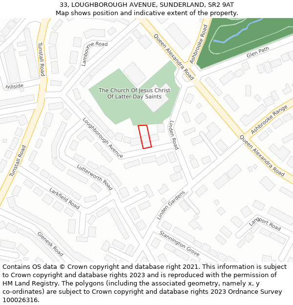 33, LOUGHBOROUGH AVENUE, SUNDERLAND, SR2 9AT: Location map and indicative extent of plot