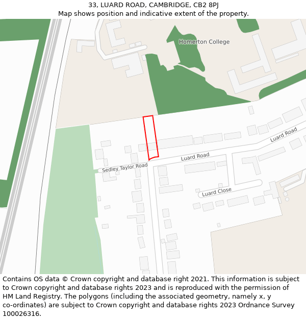 33, LUARD ROAD, CAMBRIDGE, CB2 8PJ: Location map and indicative extent of plot