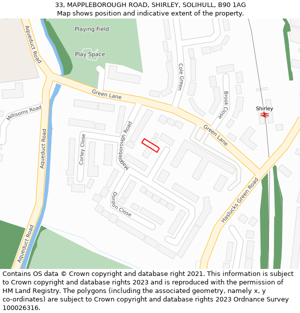 33, MAPPLEBOROUGH ROAD, SHIRLEY, SOLIHULL, B90 1AG: Location map and indicative extent of plot