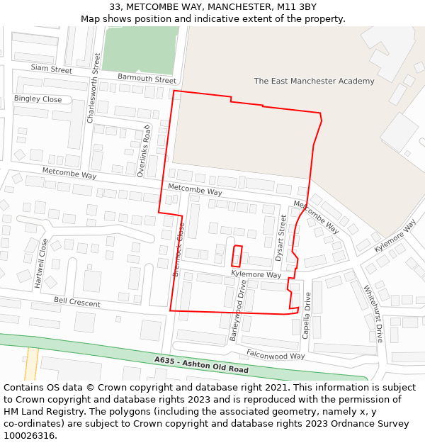 33, METCOMBE WAY, MANCHESTER, M11 3BY: Location map and indicative extent of plot