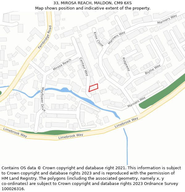 33, MIROSA REACH, MALDON, CM9 6XS: Location map and indicative extent of plot