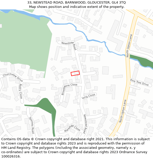 33, NEWSTEAD ROAD, BARNWOOD, GLOUCESTER, GL4 3TQ: Location map and indicative extent of plot