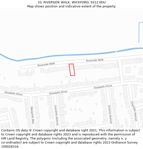 33, RIVERSIDE WALK, WICKFORD, SS12 0DU: Location map and indicative extent of plot