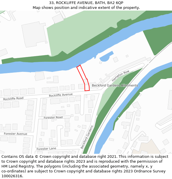 33, ROCKLIFFE AVENUE, BATH, BA2 6QP: Location map and indicative extent of plot