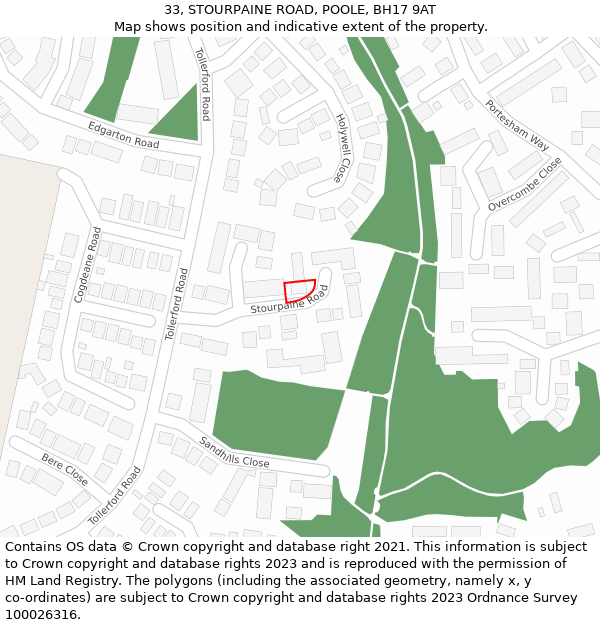 33, STOURPAINE ROAD, POOLE, BH17 9AT: Location map and indicative extent of plot