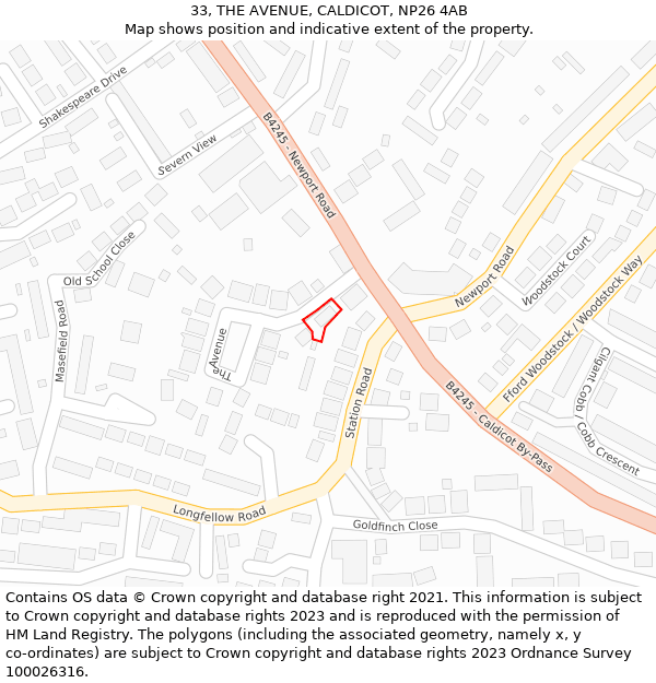 33, THE AVENUE, CALDICOT, NP26 4AB: Location map and indicative extent of plot