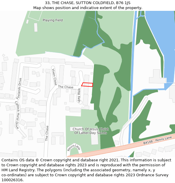 33, THE CHASE, SUTTON COLDFIELD, B76 1JS: Location map and indicative extent of plot