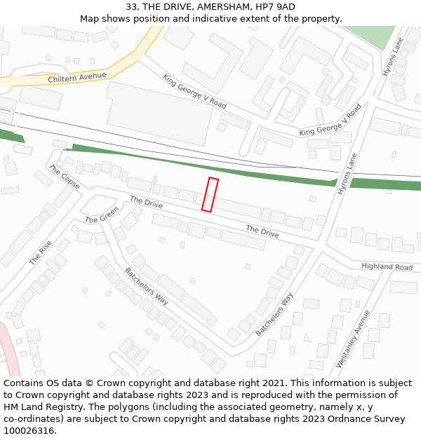 33, THE DRIVE, AMERSHAM, HP7 9AD: Location map and indicative extent of plot