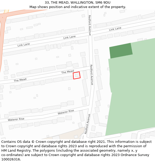 33, THE MEAD, WALLINGTON, SM6 9DU: Location map and indicative extent of plot