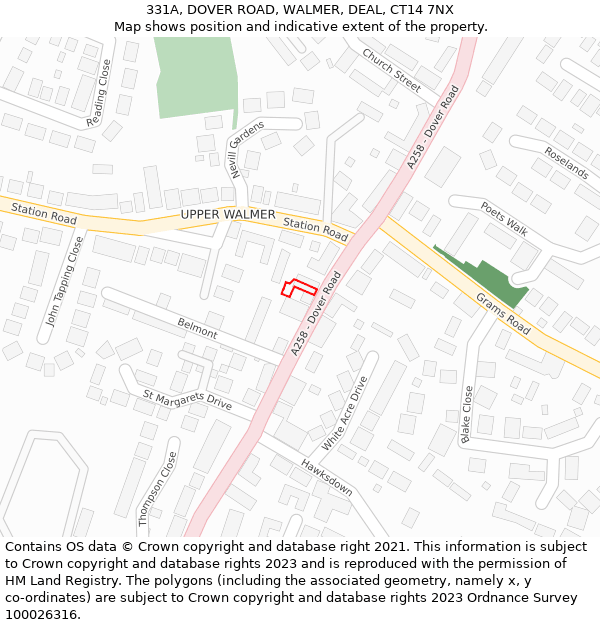 331A, DOVER ROAD, WALMER, DEAL, CT14 7NX: Location map and indicative extent of plot