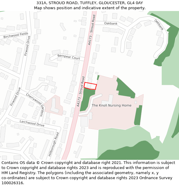 331A, STROUD ROAD, TUFFLEY, GLOUCESTER, GL4 0AY: Location map and indicative extent of plot