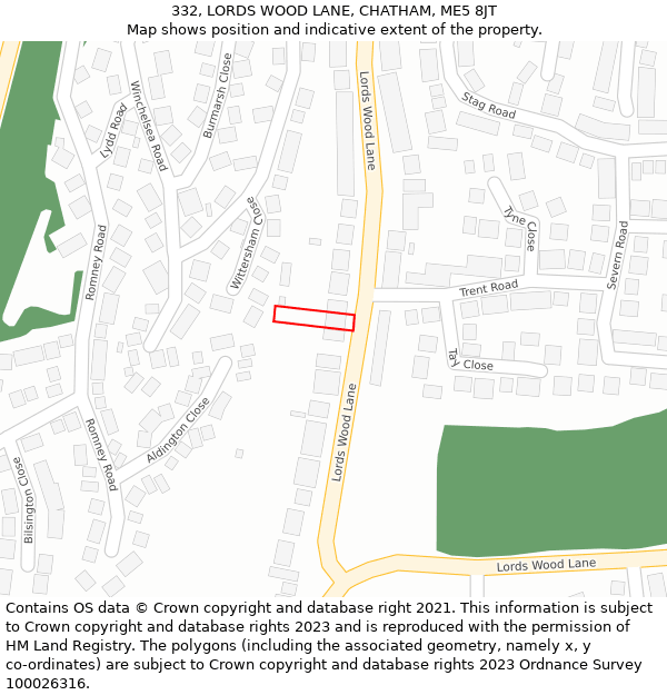 332, LORDS WOOD LANE, CHATHAM, ME5 8JT: Location map and indicative extent of plot