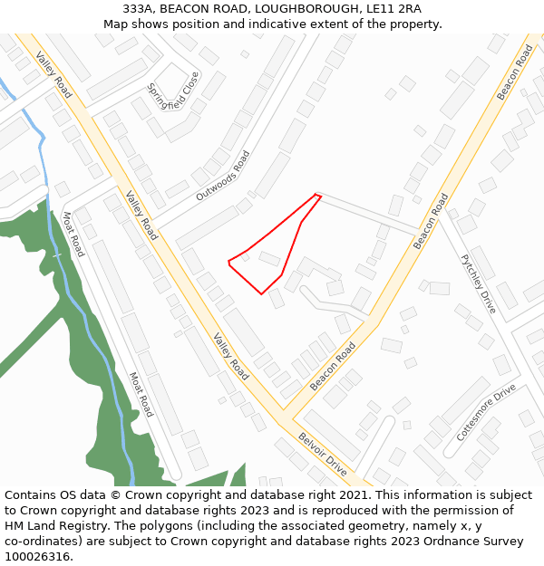 333A, BEACON ROAD, LOUGHBOROUGH, LE11 2RA: Location map and indicative extent of plot
