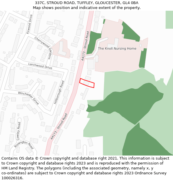 337C, STROUD ROAD, TUFFLEY, GLOUCESTER, GL4 0BA: Location map and indicative extent of plot