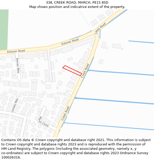 338, CREEK ROAD, MARCH, PE15 8SD: Location map and indicative extent of plot