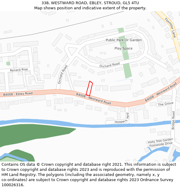 338, WESTWARD ROAD, EBLEY, STROUD, GL5 4TU: Location map and indicative extent of plot