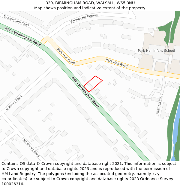 339, BIRMINGHAM ROAD, WALSALL, WS5 3NU: Location map and indicative extent of plot