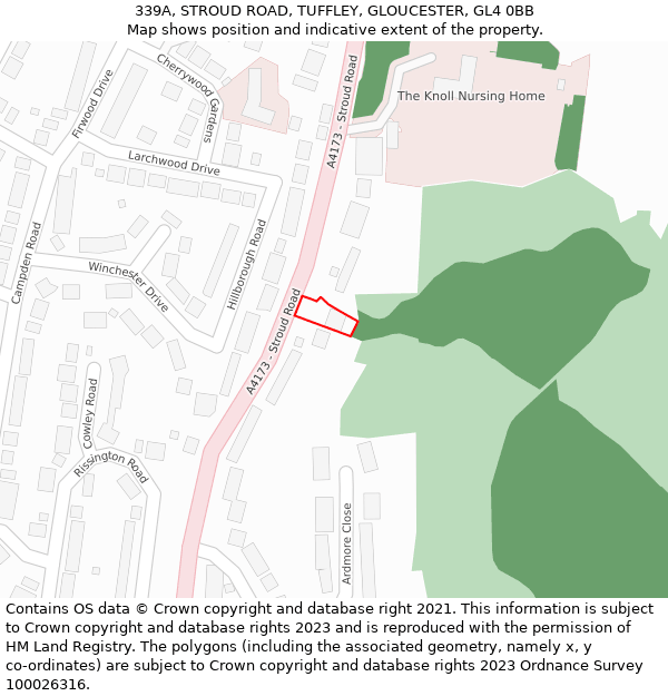 339A, STROUD ROAD, TUFFLEY, GLOUCESTER, GL4 0BB: Location map and indicative extent of plot