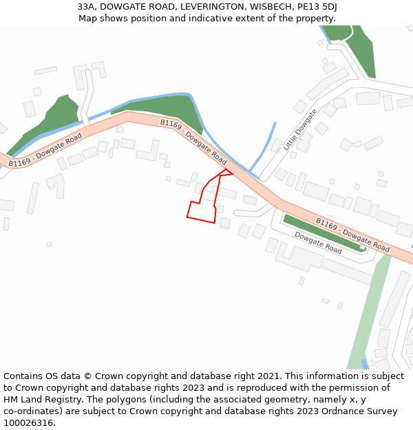 33A, DOWGATE ROAD, LEVERINGTON, WISBECH, PE13 5DJ: Location map and indicative extent of plot