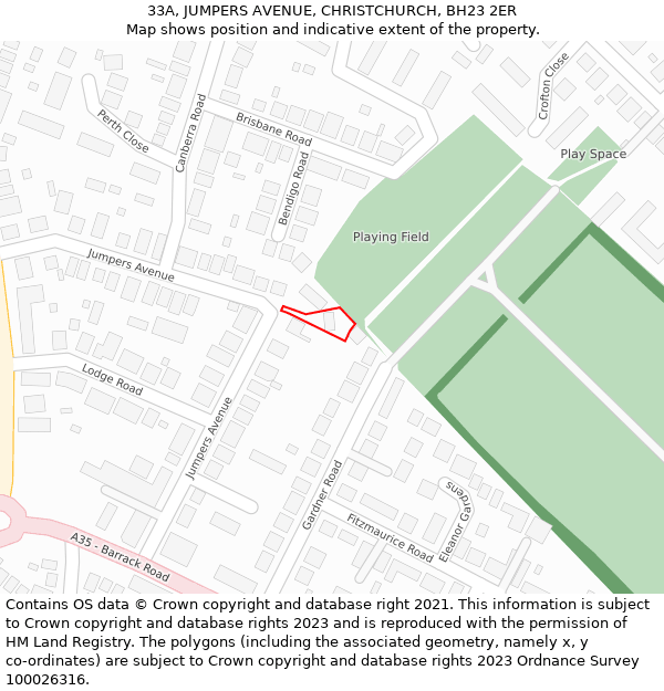 33A, JUMPERS AVENUE, CHRISTCHURCH, BH23 2ER: Location map and indicative extent of plot