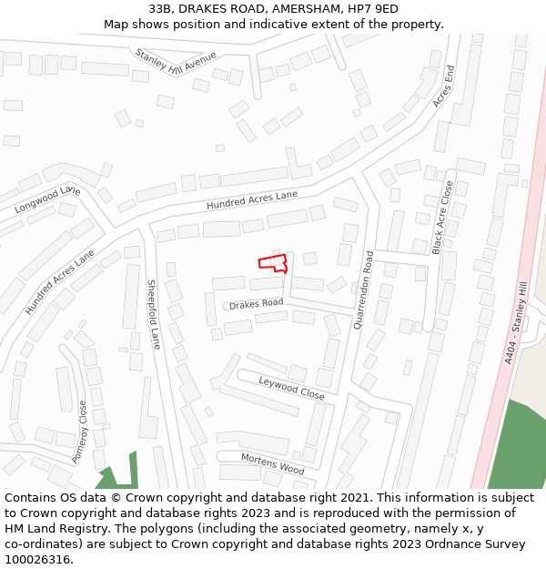 33B, DRAKES ROAD, AMERSHAM, HP7 9ED: Location map and indicative extent of plot