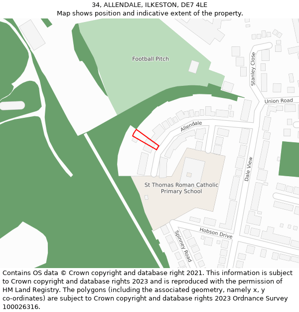 34, ALLENDALE, ILKESTON, DE7 4LE: Location map and indicative extent of plot