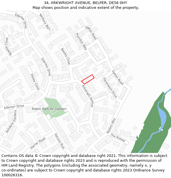 34, ARKWRIGHT AVENUE, BELPER, DE56 0HY: Location map and indicative extent of plot