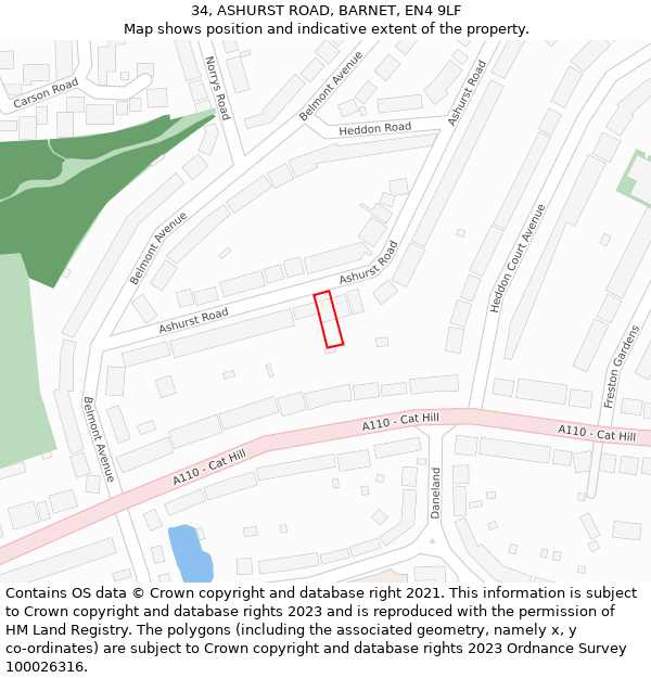 34, ASHURST ROAD, BARNET, EN4 9LF: Location map and indicative extent of plot