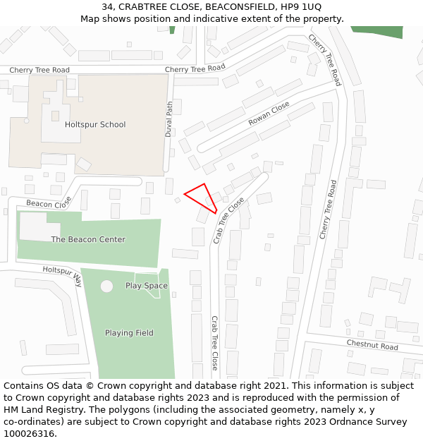 34, CRABTREE CLOSE, BEACONSFIELD, HP9 1UQ: Location map and indicative extent of plot