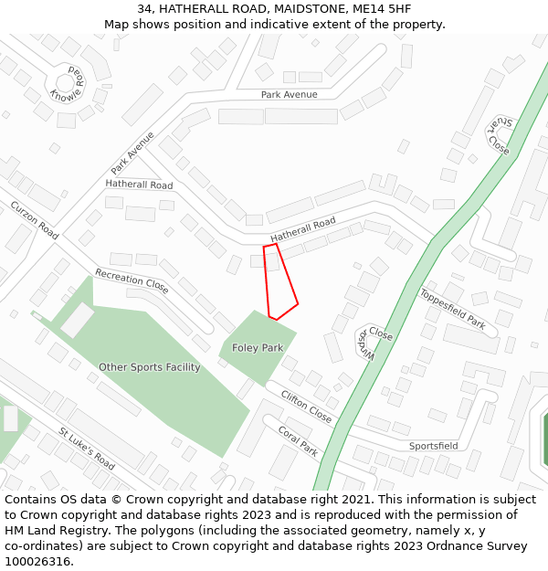 34, HATHERALL ROAD, MAIDSTONE, ME14 5HF: Location map and indicative extent of plot