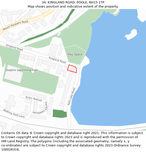 34, KINGLAND ROAD, POOLE, BH15 1TP: Location map and indicative extent of plot