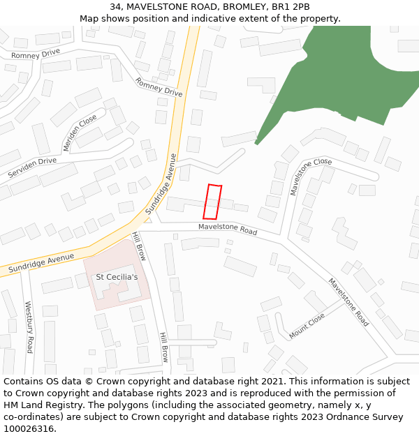 34, MAVELSTONE ROAD, BROMLEY, BR1 2PB: Location map and indicative extent of plot