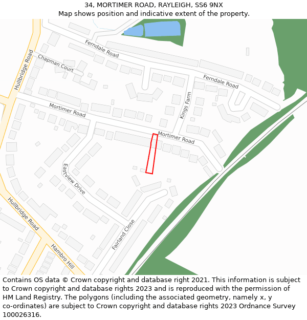 34, MORTIMER ROAD, RAYLEIGH, SS6 9NX: Location map and indicative extent of plot