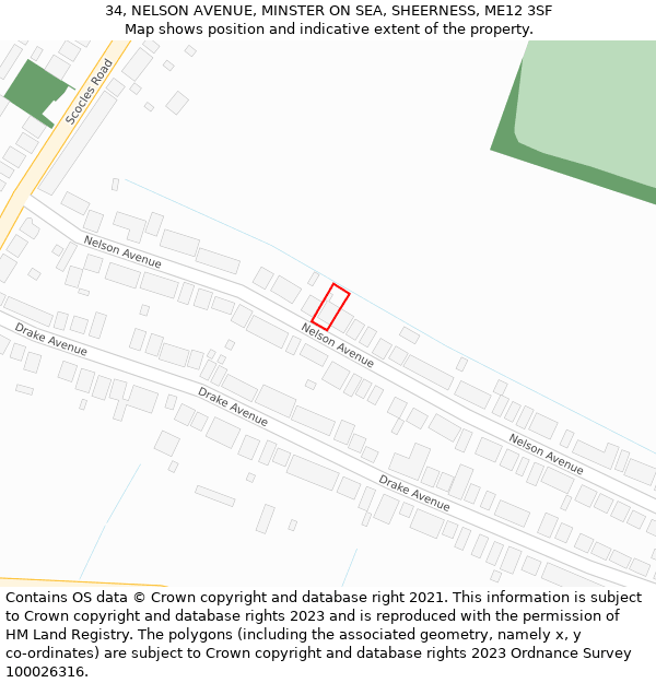 34, NELSON AVENUE, MINSTER ON SEA, SHEERNESS, ME12 3SF: Location map and indicative extent of plot