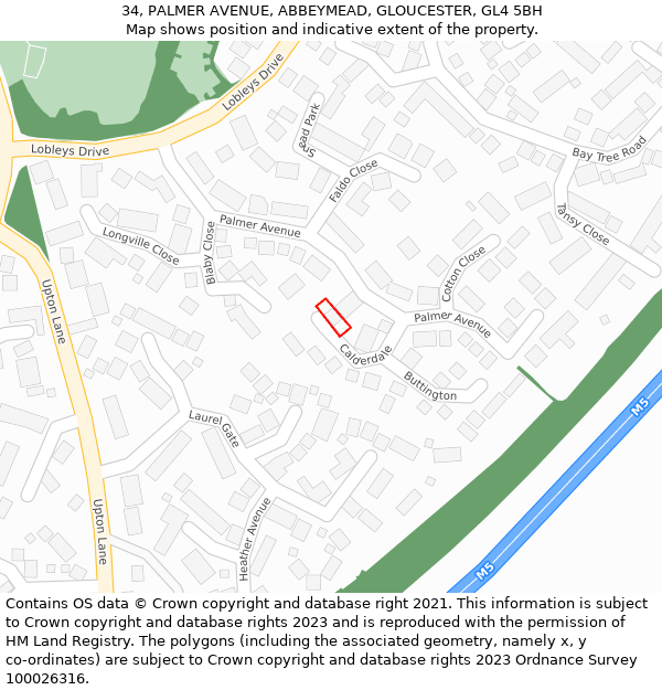 34, PALMER AVENUE, ABBEYMEAD, GLOUCESTER, GL4 5BH: Location map and indicative extent of plot