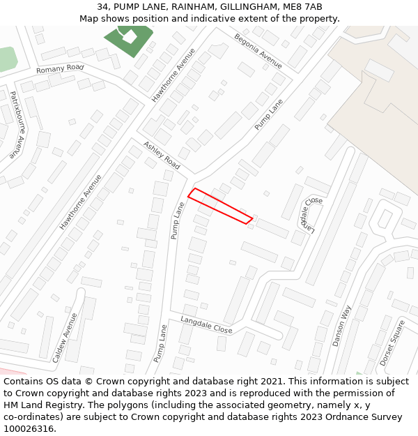 34, PUMP LANE, RAINHAM, GILLINGHAM, ME8 7AB: Location map and indicative extent of plot