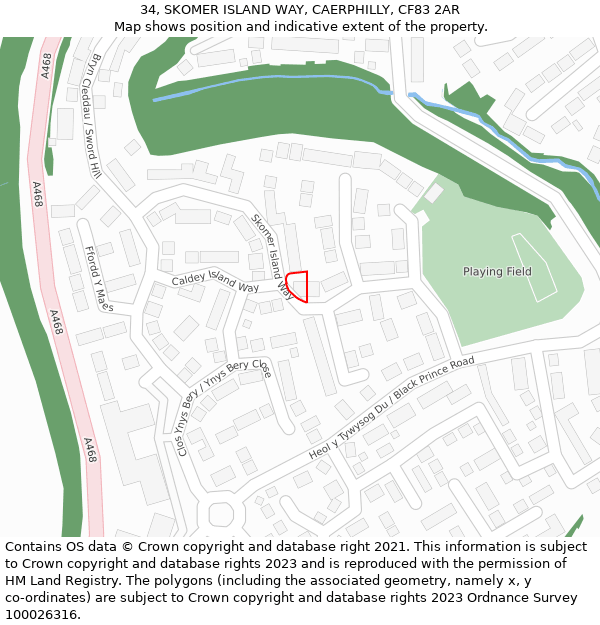 34, SKOMER ISLAND WAY, CAERPHILLY, CF83 2AR: Location map and indicative extent of plot