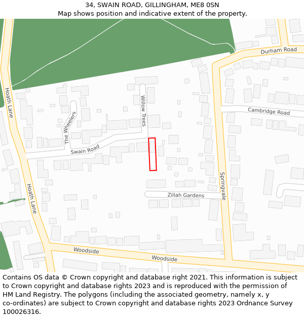 34, SWAIN ROAD, GILLINGHAM, ME8 0SN: Location map and indicative extent of plot