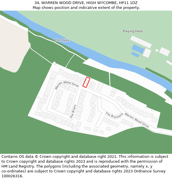 34, WARREN WOOD DRIVE, HIGH WYCOMBE, HP11 1DZ: Location map and indicative extent of plot