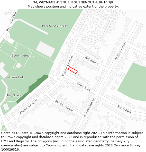 34, WEYMANS AVENUE, BOURNEMOUTH, BH10 7JP: Location map and indicative extent of plot