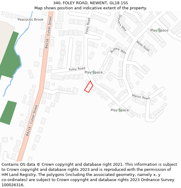 340, FOLEY ROAD, NEWENT, GL18 1SS: Location map and indicative extent of plot