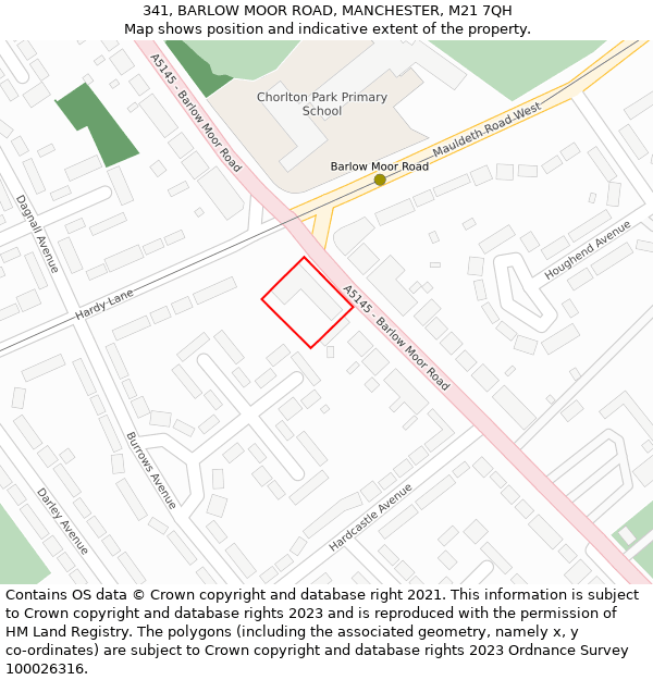 341, BARLOW MOOR ROAD, MANCHESTER, M21 7QH: Location map and indicative extent of plot