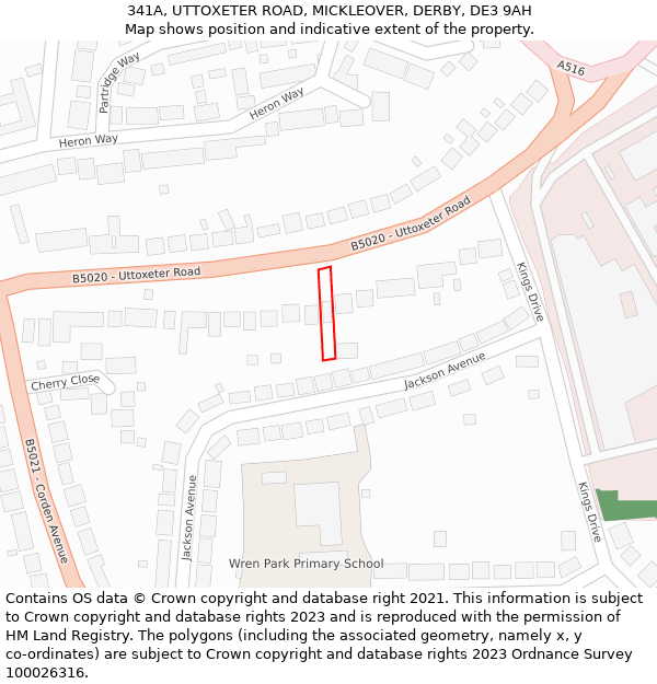 341A, UTTOXETER ROAD, MICKLEOVER, DERBY, DE3 9AH: Location map and indicative extent of plot