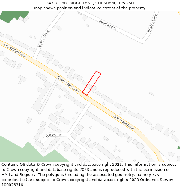 343, CHARTRIDGE LANE, CHESHAM, HP5 2SH: Location map and indicative extent of plot