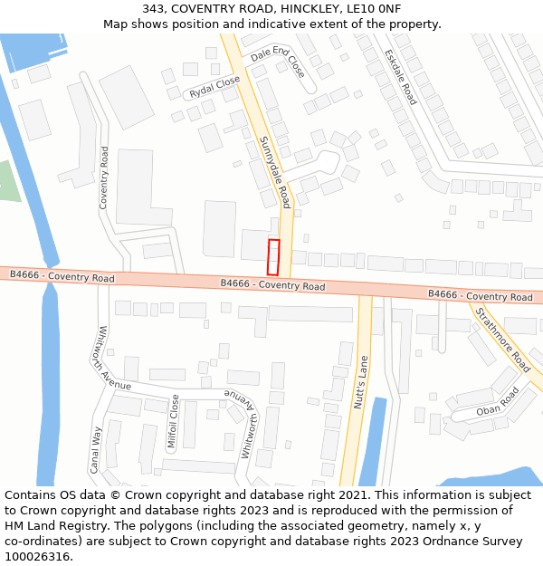 343, COVENTRY ROAD, HINCKLEY, LE10 0NF: Location map and indicative extent of plot