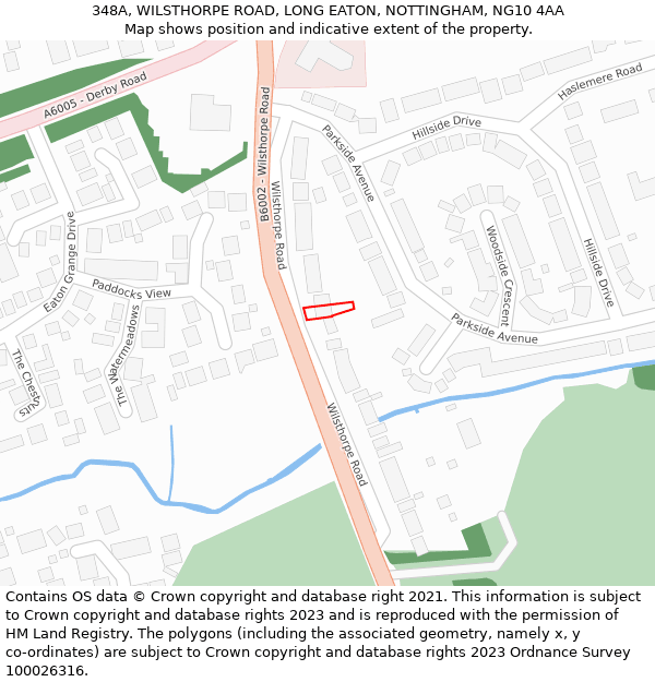 348A, WILSTHORPE ROAD, LONG EATON, NOTTINGHAM, NG10 4AA: Location map and indicative extent of plot